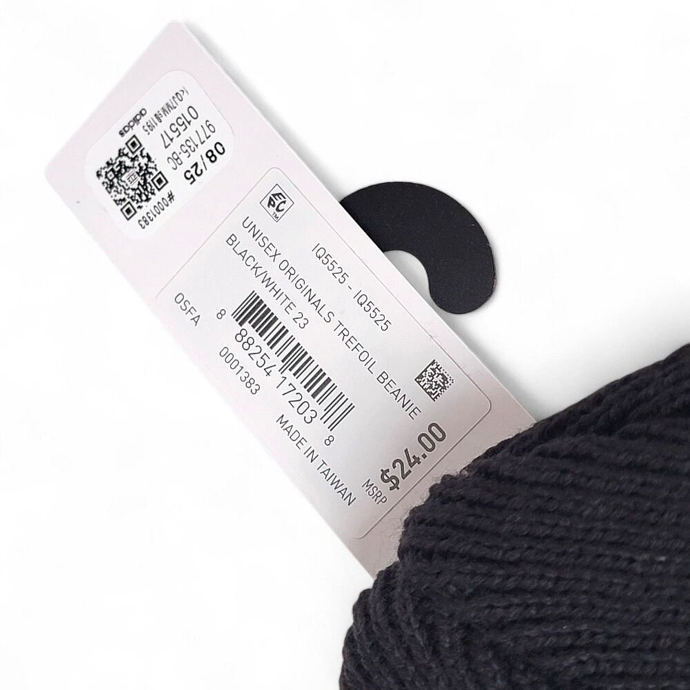 NWT Adidas Men's Beanie OS Black Hat White Logo Winter Cap Outdoors Ski Skater - Picture 5 of 9